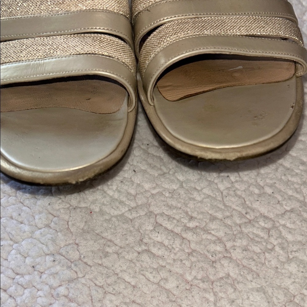 Salvatore Ferragamo Metallic Gold Strappy Mules - Picture 3 of 14